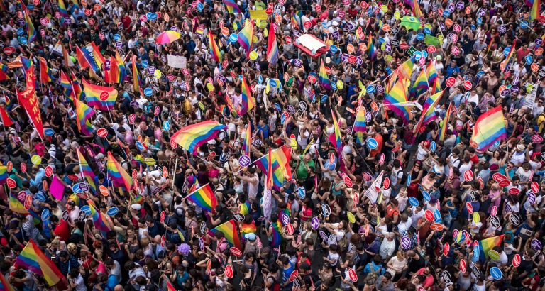 People in Taksim Square for LGBT pride parade