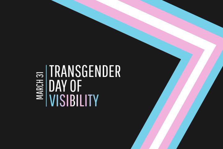 Transgender Day of Visibility with transgender pride flag and sign